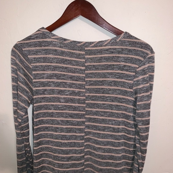 Pinc Knit Swing Dress with Long Sleeves and Horizontal Stripes - Picture 5 of 6